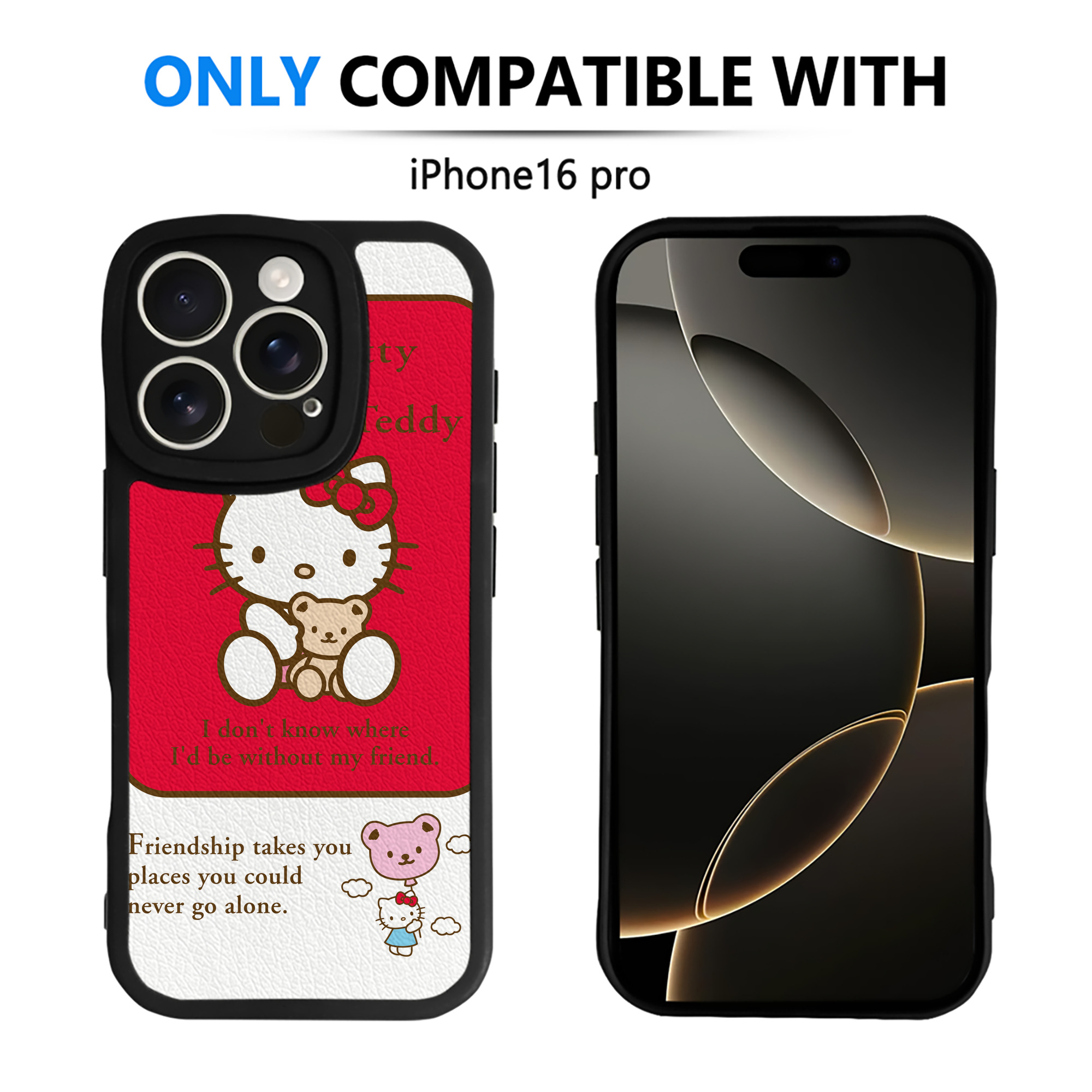 （画像用） Hello Kitty ハローキティ 【iPhone 16シリーズ対応】シリコンスマホケース（レザー調） 材質：シリコン